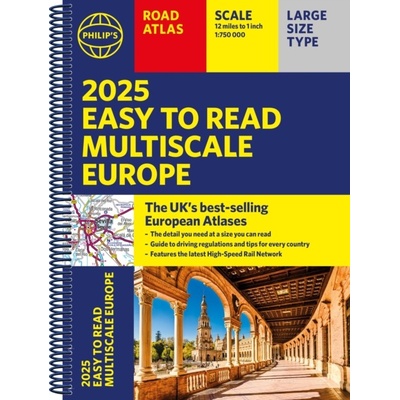 2025 Philips Easy to Read Multiscale Road Atlas Europe (Philips Maps)