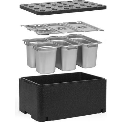 TECHNICA [Sada] Termoizolační nádoba GN 1/1 250 mm | Essential Line + 2x nádoba GN 1/3 s uchy + 2x GN 1/6 s uchy, 200 mm, z nerezové oceli + víka