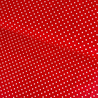 Bavlna vzorovaná - Biele bodky (3 mm) na červenom
