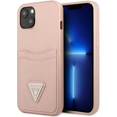 GUESS Кейс Guess GUHCP13MPSATPP за iPhone 13 6.1", розов / розов, твърд, SaffianoTriangle Logo Cardslot (3666339048136)