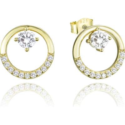 MINET 0527 Luxusní pozlacené stříbrné náušnice s bílými zirkony