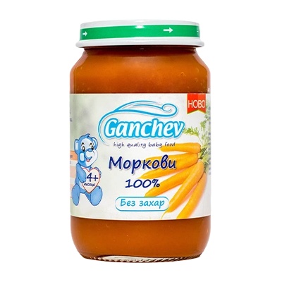 Ganchev Зеленчуково пюре Ganchev - Морков 100%, 190 g (18139)