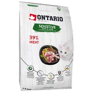 ONTARIO SENSITIVE - DERMA Adult Duck Lamb cat food - суха храна за пораснали котки с патица и агне, за чувствителни стомаси, лъскав косъм и козина 6, 5 кг, Чехия 213-10627