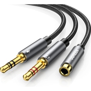 UGREEN Аудиокабел 3, 5 мм, 1x Jack - 2x Jack F/M/M, 0, 2 м, черен 20898 (20898)