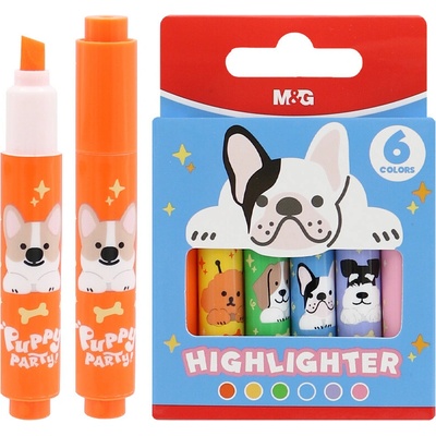 M&G Zvýrazňovač M&G Mini Puppy Party! - sada 6 ks 599265