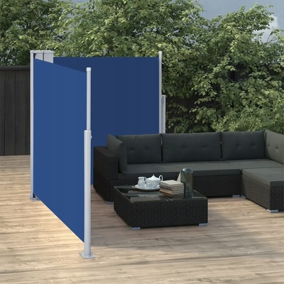 Greatstore Zatahovací boční markýza / zástěna modrá 100 x 600 cm