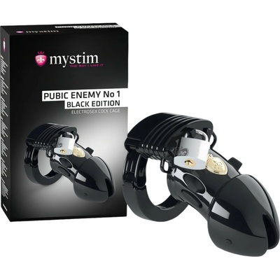 Mystim Pubic Enemy No 1 e-stim Cock Cage Black Edition