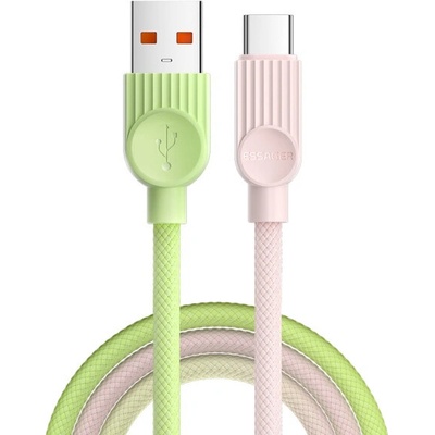 Essager ES-X73 opletený nabíjecí a datový USB-A na USB-C 1m zelenorůžový
