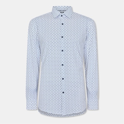 HUGO BOSS Men's Hank Knitted 222 Long-Sleeve Shirt - Light Blue