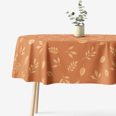 Goldea oválny obrus 100% bavlnené plátno oranžové jesenné lístky 120x160 cm