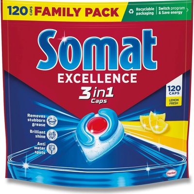 Somat Excellence 3v1 tablety do myčky Lemon 120 ks