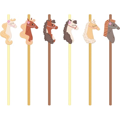 Party Papierové slamky Koníky 19,5 cm 6 ks