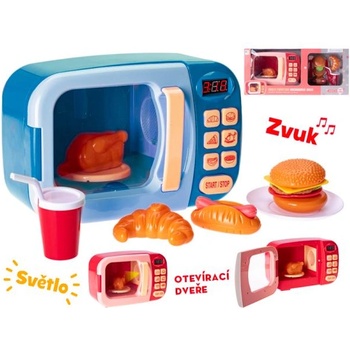 Mikro Микровълнова фурна 22x15x10см синя на батерии с аксесоари със светлина и звук