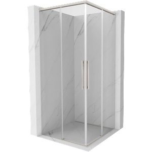 Mexen Rox Duo плъзгаща се душ кабина 80 x 80 см, прозрачна, четкан никел (8C2D-080-080-97-00)