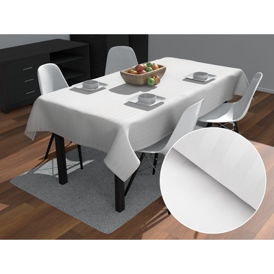 Biante Damaškový ubrus Atlas Gradl DM-011 Bílý proužky 2 cm 120x160 cm