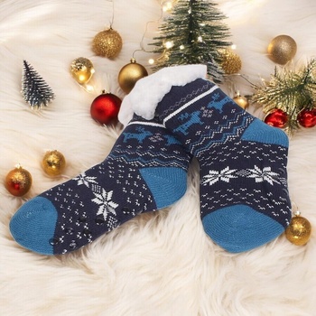 Детски чорапи в тъмносиньо с коледни мотиви