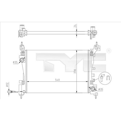 Chladič, chlazení motoru TYC 725-0044-R (7250044R)