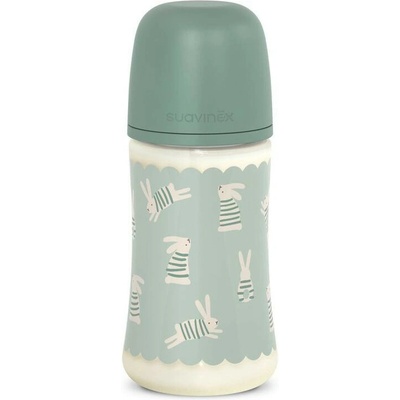 Suavinex Dojčenská fľaša Wonderland New Fyziol prietok M Zelený králik 270 ml