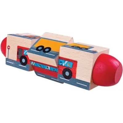 Bigjigs Toys Дървени въртящи се кубчета - Превозни средства (bj078)