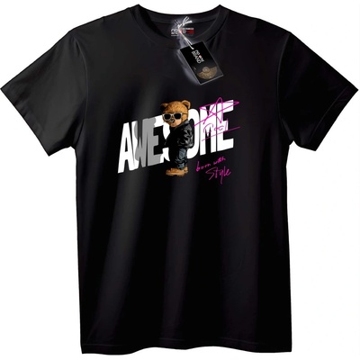 NOONEBRAND Тениска Страхотно Мече - 7XL, Black