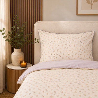 Takoy Povlečení imitace mušelínu romantické minikvítečky-HT-00671 | 140 x 200 cm, 70 x 90 cm