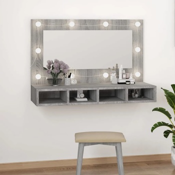 Image 1 of vidaXL Огледален шкаф с LED, сив сонома, 90x31, 5x62 см (820458)