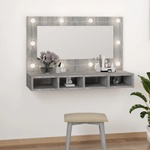 vidaXL Огледален шкаф с LED, сив сонома, 90x31, 5x62 см (820458)
