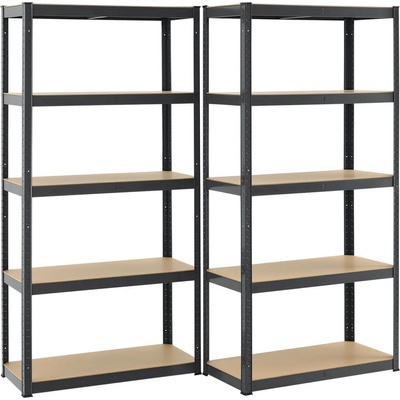 Juskys Sada 2 ks úložných regálů Basic 180 x 90 x 40 cm v šedé barvě