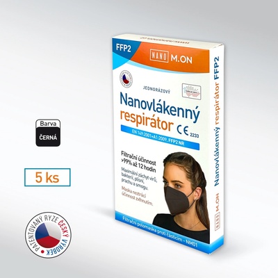 Nano M.ON nanovlákenný respirátor FFP2 černý 5 ks