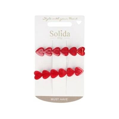 Solida Sponky do vlasů akrylové červené se srdíčky Sponky do vlasů Unisex 50 g