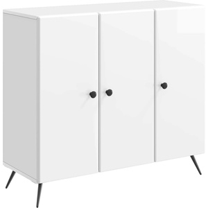 vidaXL Служебен шкаф Бял гланц 89 x 34, 5 x 80 см Инженерна дървесина (895569)