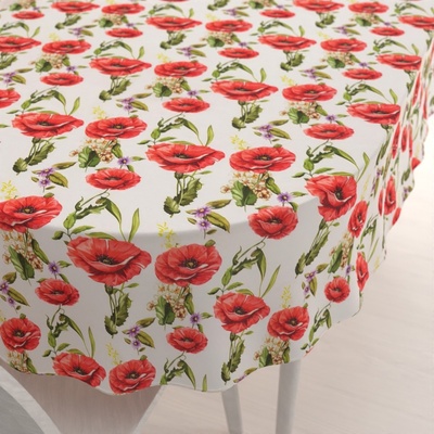 Biante Dekorační oválný ubrus PML-101 Vlčí máky na bílém 100x140 cm