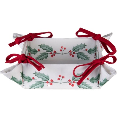 Textilný košík na pečivo Holly Christmas - 35 * 35 * 8 cm - Clayre & Eef