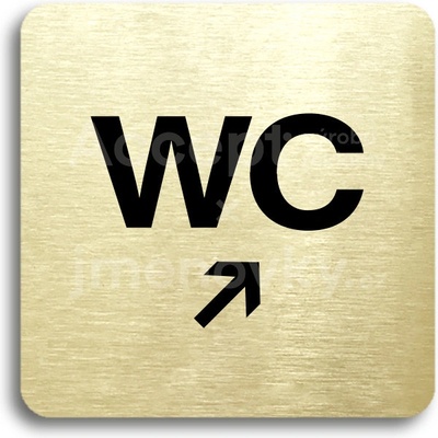 ACCEPT Piktogram WC vpravo nahoru - zlatá tabulka - černý tisk bez rámečku