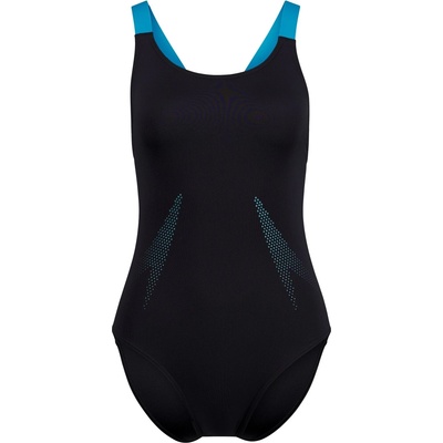 Speedo Дамски бански костюм Speedo Women's Solid Boom Leaderback One Piece Swimsuit - Anthracite/Mayan Blue - размер 36 (EU) (150-6099-0112)