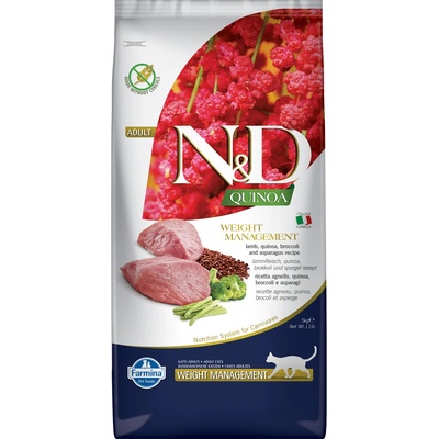 N&D Adult Quinoa Weight Management jahňacie mäso, quinoa, brokolica a špargľa 5 kg