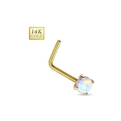 Šperky4U zlatý piercing do nosu Opál ZL01026-YG