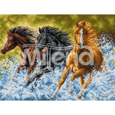 Milena Style Волни коне - Печатана Aida 14 ct без конци