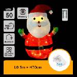 Aigostar - LED външна коледна украса 50 LED / 3×AA, 0, 7 m, IP44, топла бяла светлина, Дядо Коледа (AI2111)