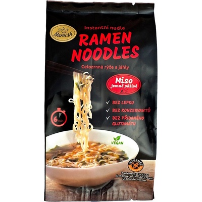 Ňamish Instantné rezance celozrnná ryža a pšeno miso jemne pálivé bez lepku 57 g