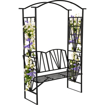 Градинска пейка с пергола, черна, ХАЙФА
