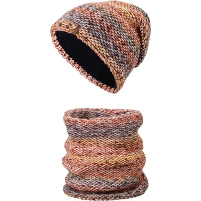 Biju dámský zimní set čepice a tunel Wrobi melír oranžovo-hnědé 7100376-5