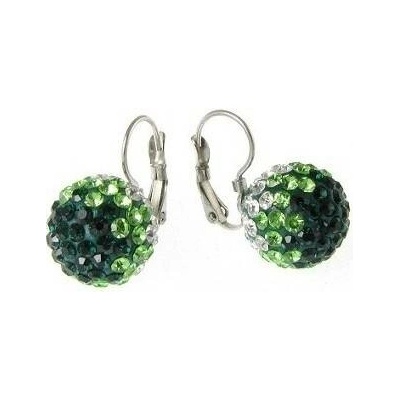 Prosperk náušnice ocelové kuličky s krystalky Swarovski zelené S0801