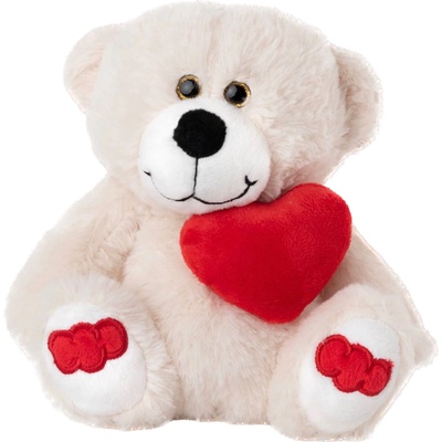 Амек Тойс Плюшена играчка Амек Тойс - Мече бяло с червено сърце, 19 cm (030109-1)