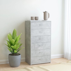 vidaXL Бюфет с 6 чекмеджета, бетонно сив, 50x34x96 см, инженерно дърво (800670)