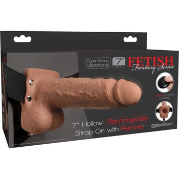 Pipedream Fetish Fantasy 7" Hollow Rechargeable Strap-On with Remote Tan