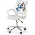 Bogdan Furniture Europe Детски стол Мебели Богдан модел BM Butterfly, Хромирана кръстачка, Подлакътници, Регулируема височина, бял с изображение пеперуди
