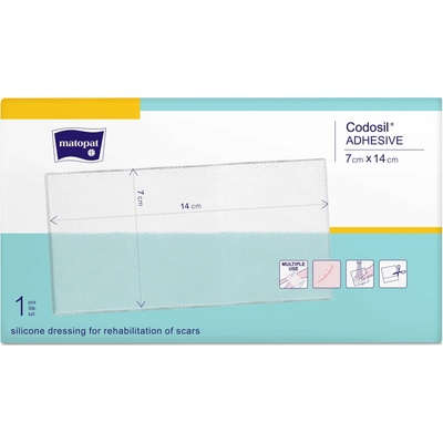 Tricomed Tricomed Codosil ADHESIVE silikónový obväz na jazvy 7 x 14 cm 1 ks