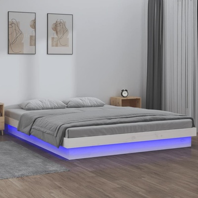 Petrashop 820018 Rám postele s LED světlem bílý / masivní dřevo