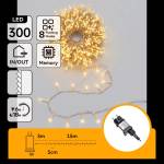 Aigostar - LED външна коледна гирлянда 300xLED/8 функции 18m IP44 топла бяла светлина (AI3078)